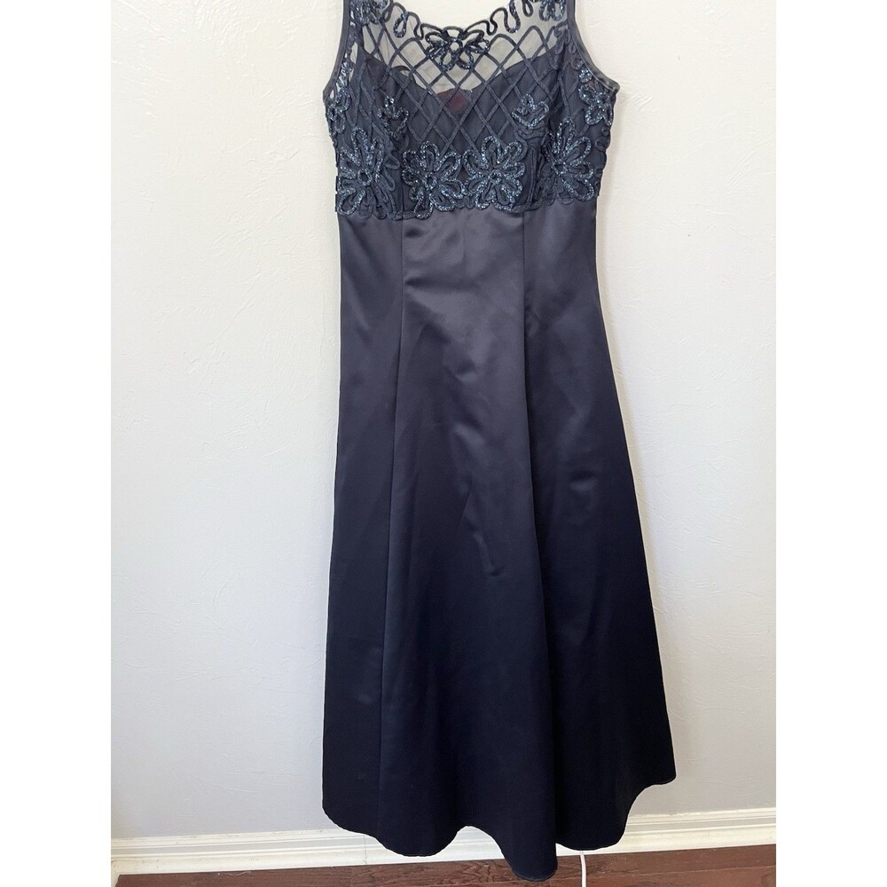 Vintage 90's whimsygoth Navy Blue beaded party formal prom dress size 7/8 Small - Picture 3 of 8
